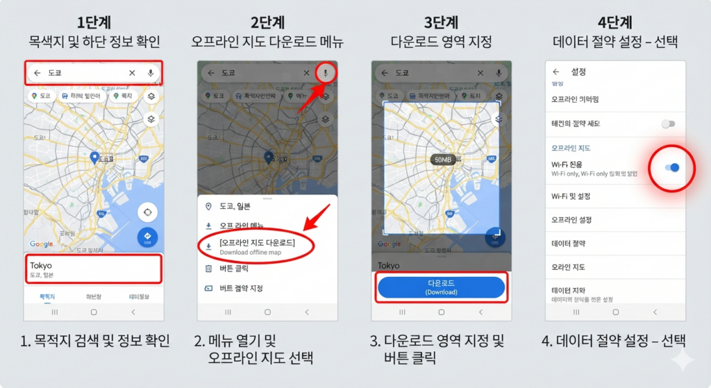 Selection screen for downloading Tokyo offline map on Google Maps.